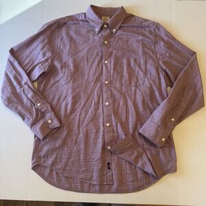 Faherty Shirt Men's L Gingham Plaid Pink And Blue Check Button Down Cotton